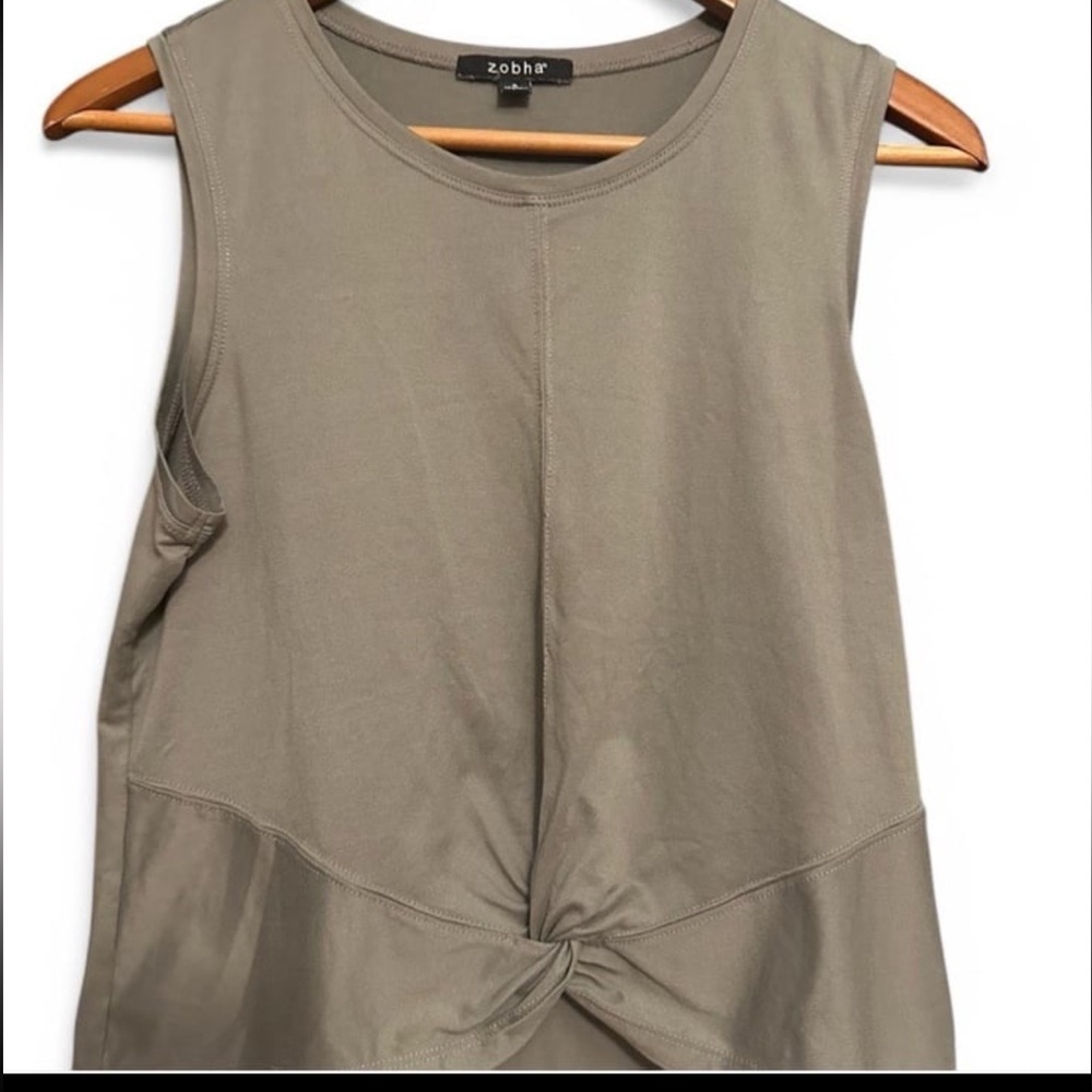 Zobha Brown Tan Sleeveless Tie Front Tank Top